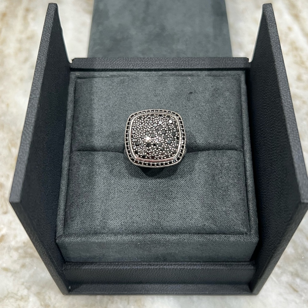David Yurman 18mm Albion Pave Black Diamond Ring